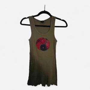 Lucky Brand Olive Yin Yang Tank Top